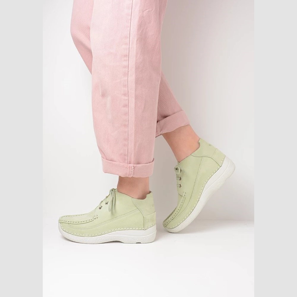 Green Wolky Roll Moc Women's Lace Up Shoes | YSRK59321