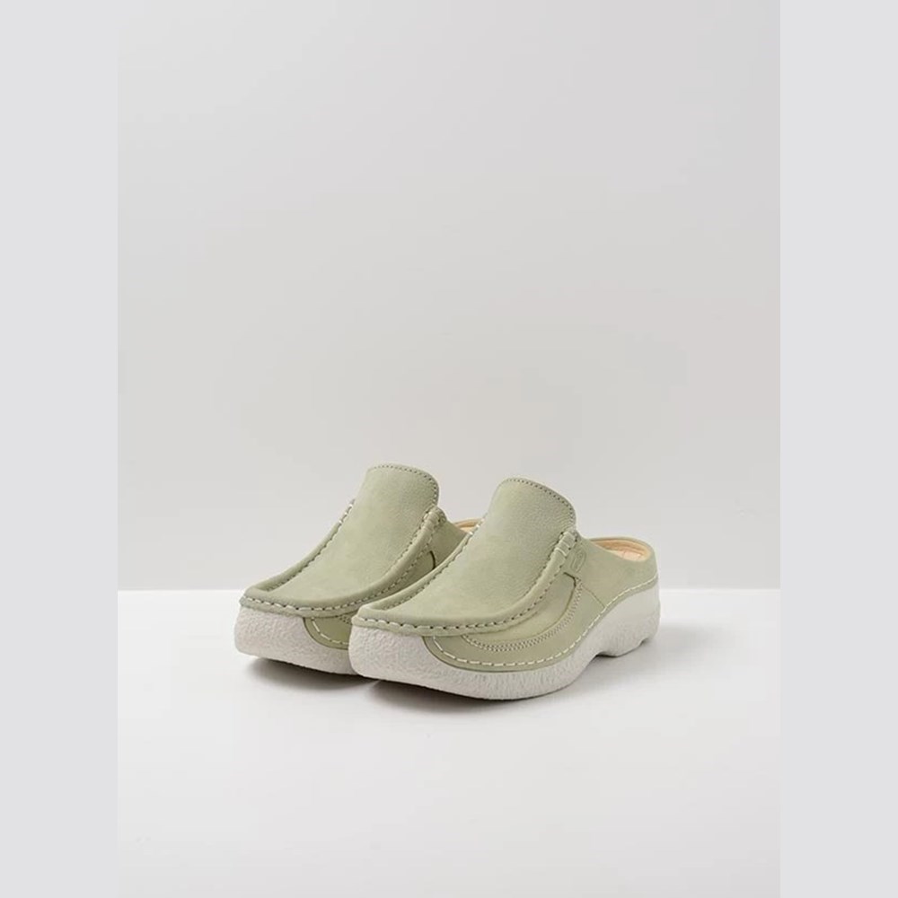 Green Wolky Roll Women's Slides | HQRY34270