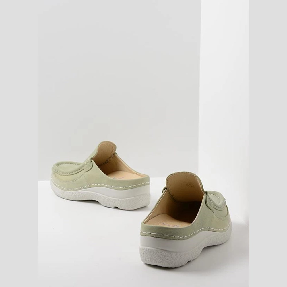 Green Wolky Roll Women's Slides | HQRY34270