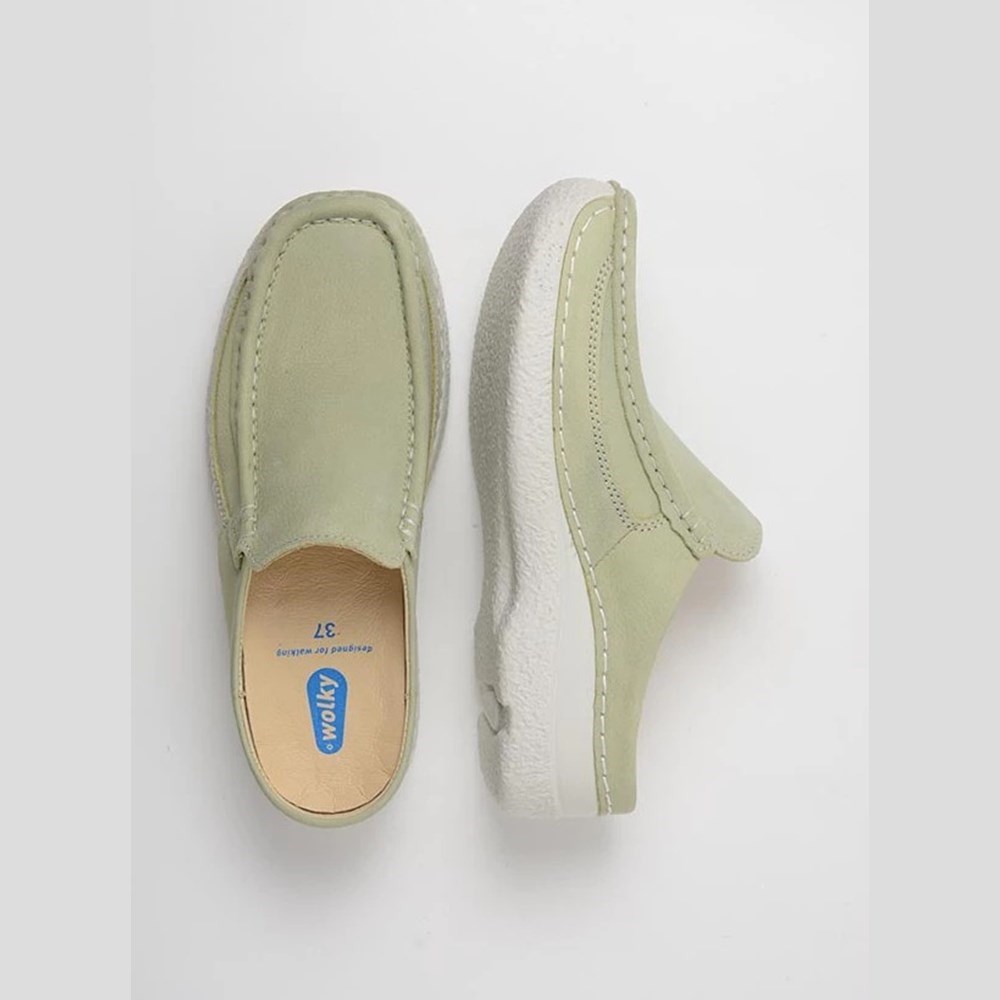 Green Wolky Roll Women's Slides | HQRY34270