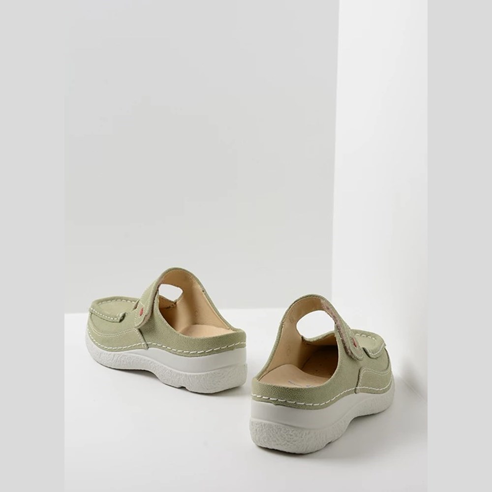 Green Wolky Roll Women's Slippers | COAV29403