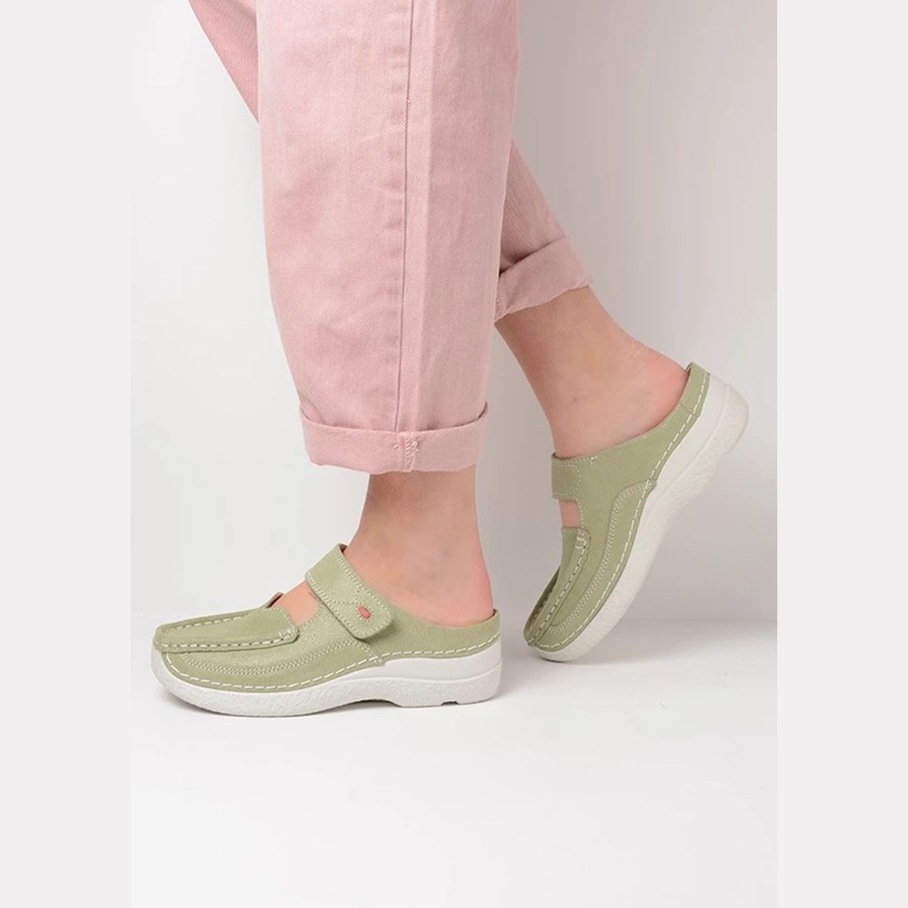 Green Wolky Roll Women's Slippers | COAV29403