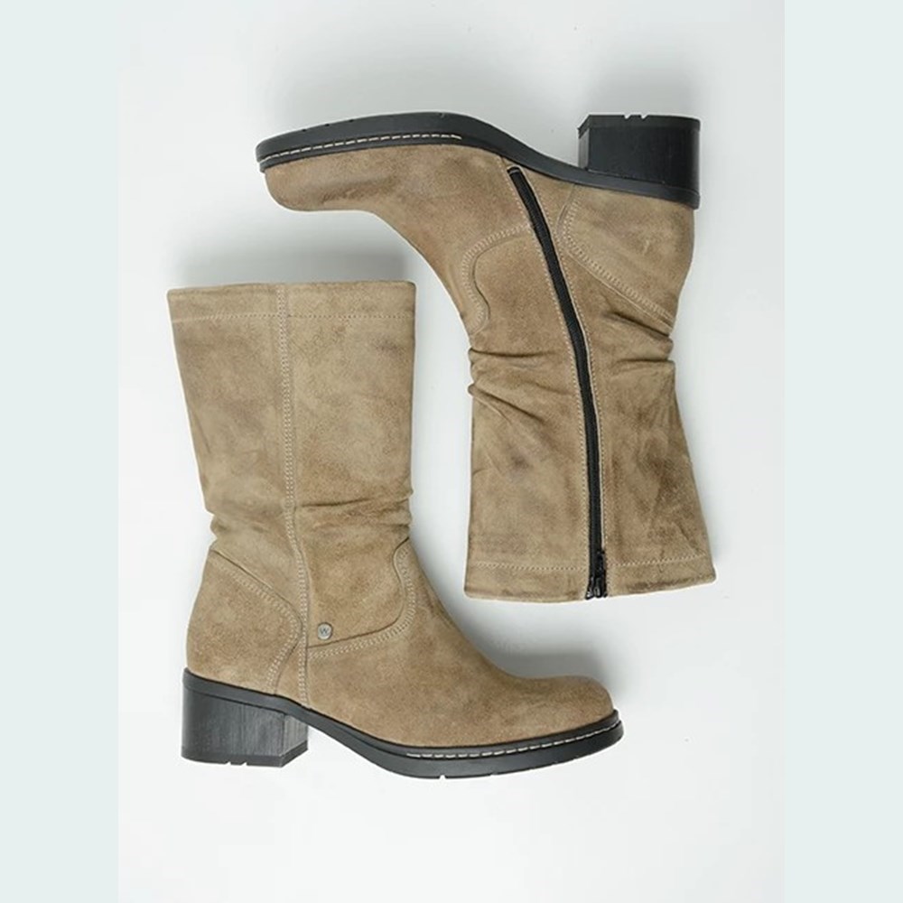 Grey Brown Wolky Edmonton Women's Mid Calf Boots | BFJY61978