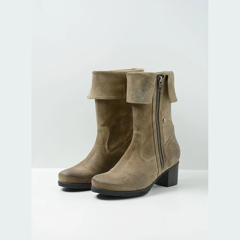 Grey Brown Wolky Salento Women's Mid Calf Boots | PNXZ69231