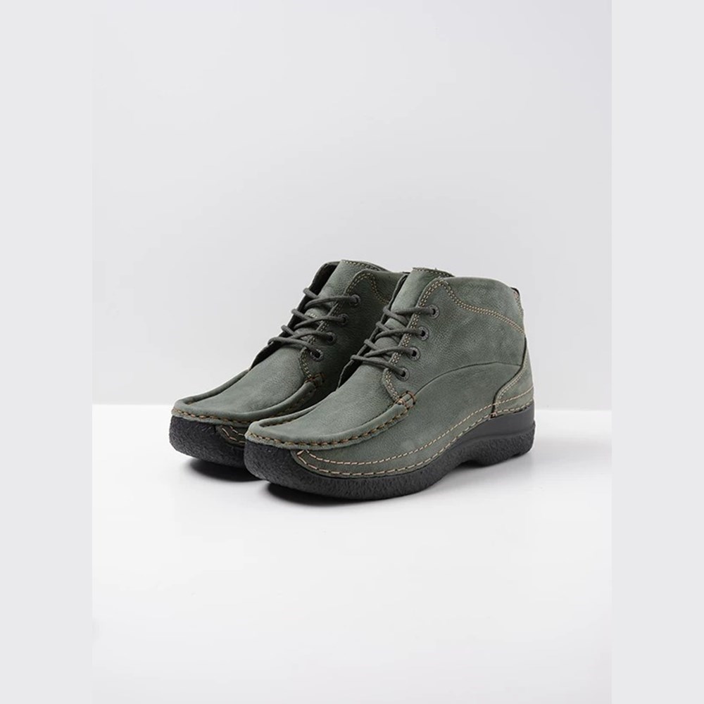 Olive Green Wolky Roll Shoot Women's Lace Up Shoes | JWXE81305