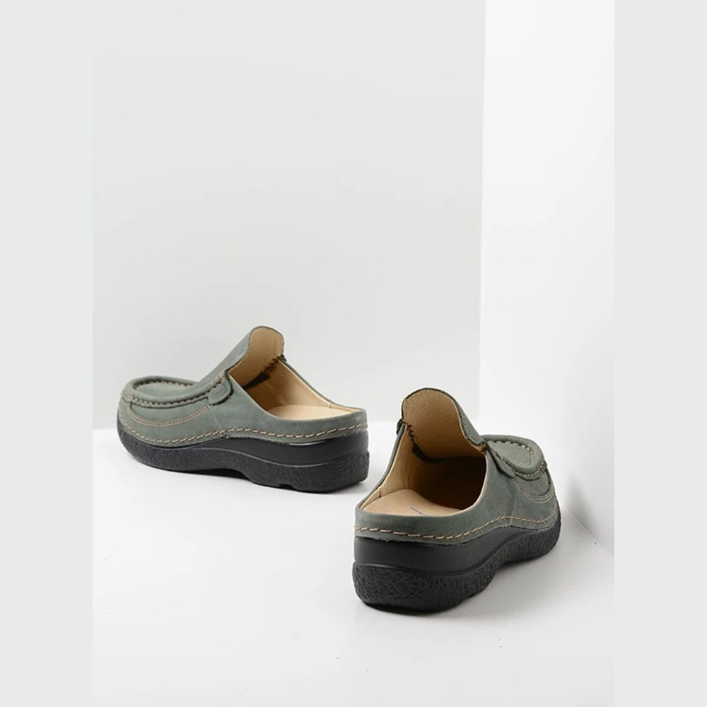 Olive Green Wolky Roll Women's Slides | DPEZ21358