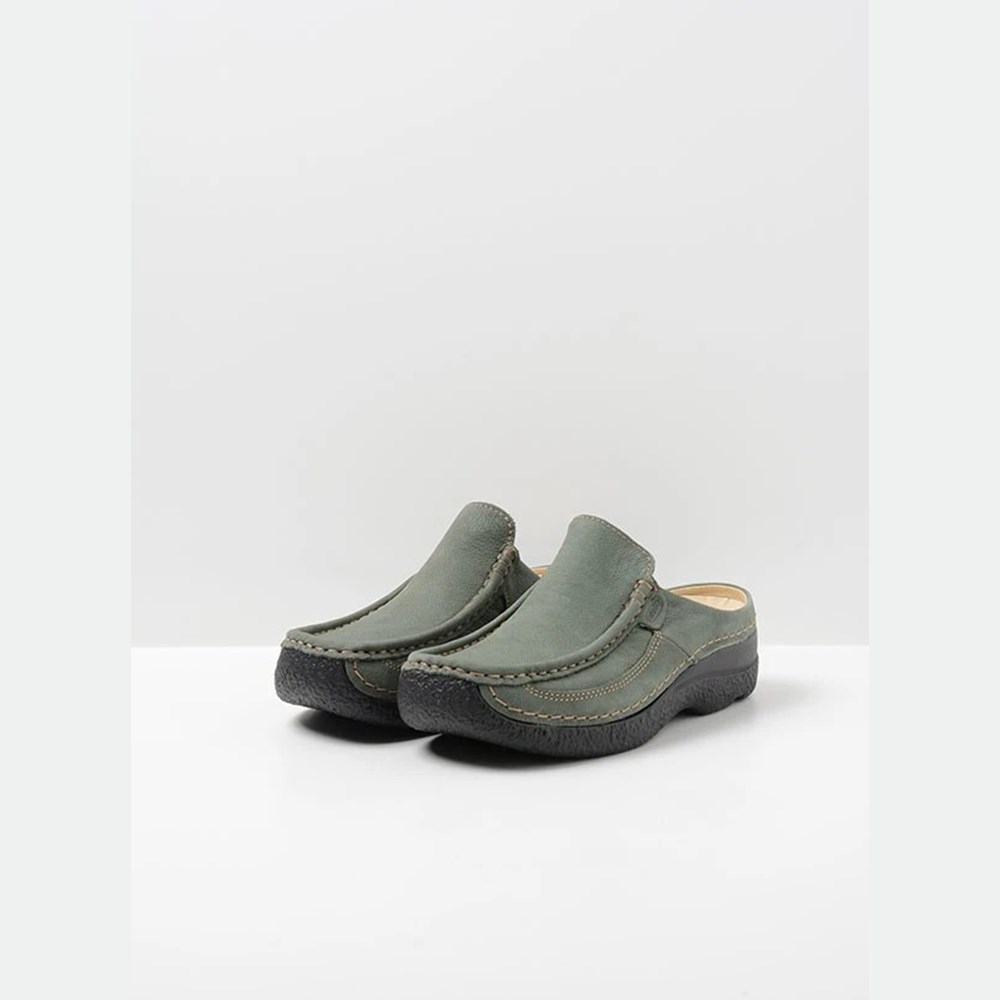 Olive Green Wolky Roll Women's Slides | PTIU58261