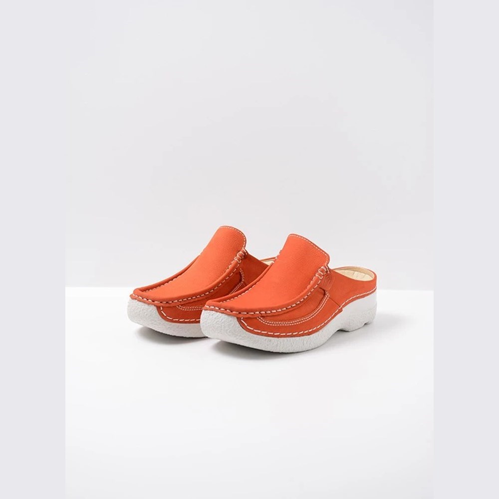 Orange Red Wolky Roll Women's Slides | XTJV65410