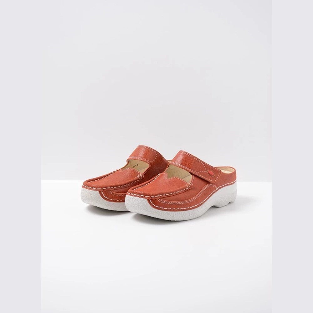 Orange Red Wolky Roll Women's Slippers | AQPI63970