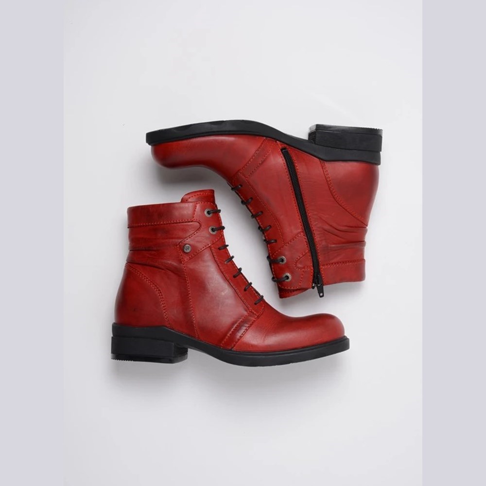 Red Wolky Center Xw Women's Biker Boots | IPAX89724