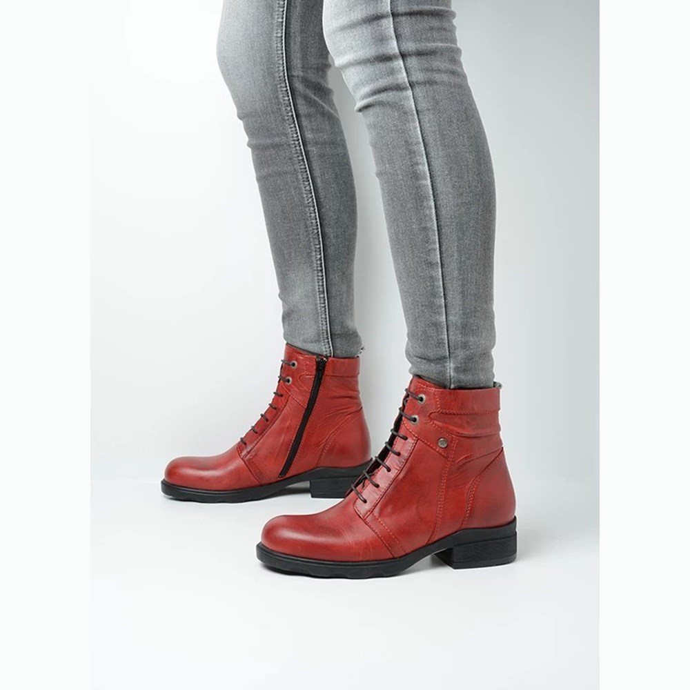 Red Wolky Center Xw Women's Biker Boots | IPAX89724