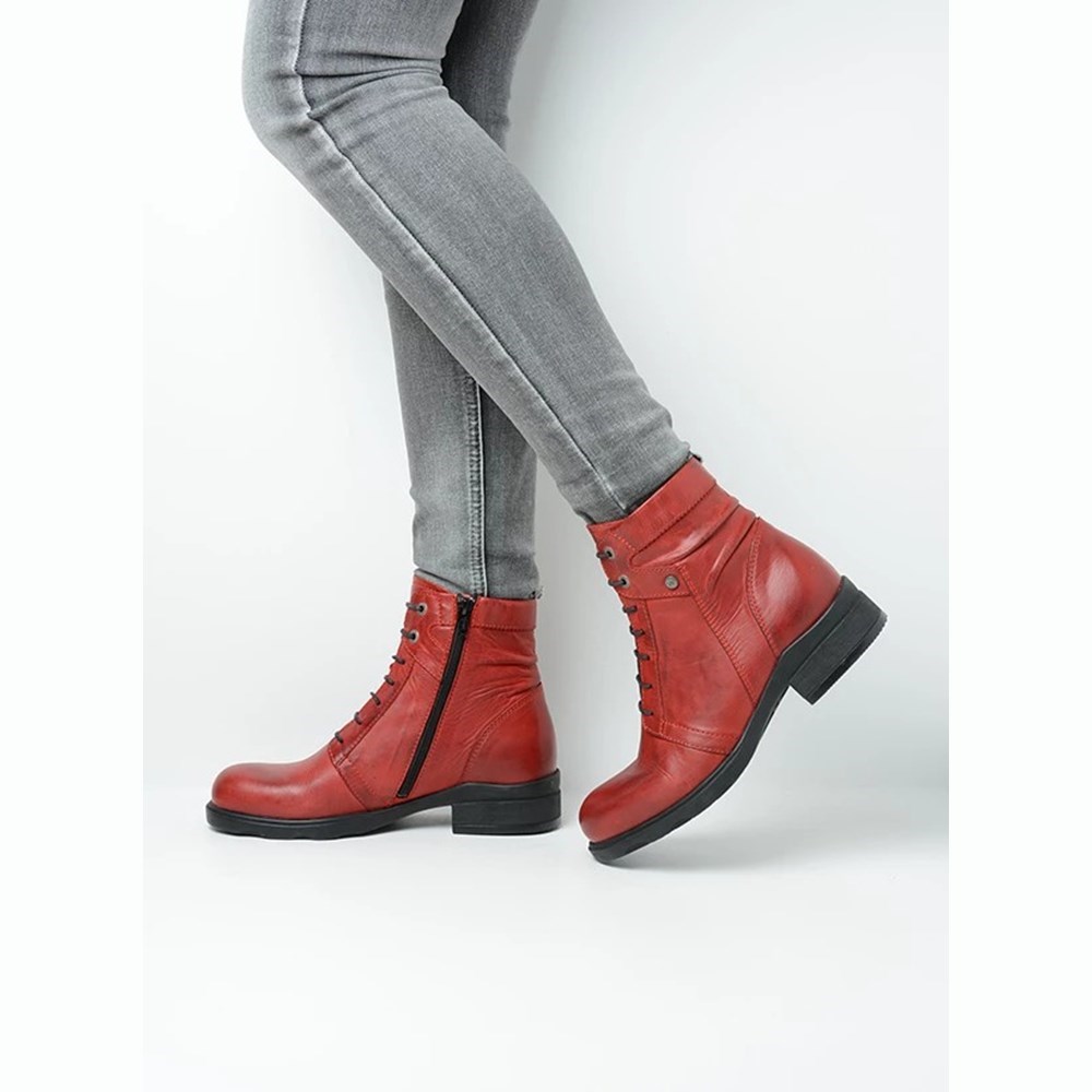 Red Wolky Center Xw Women's Biker Boots | IPAX89724