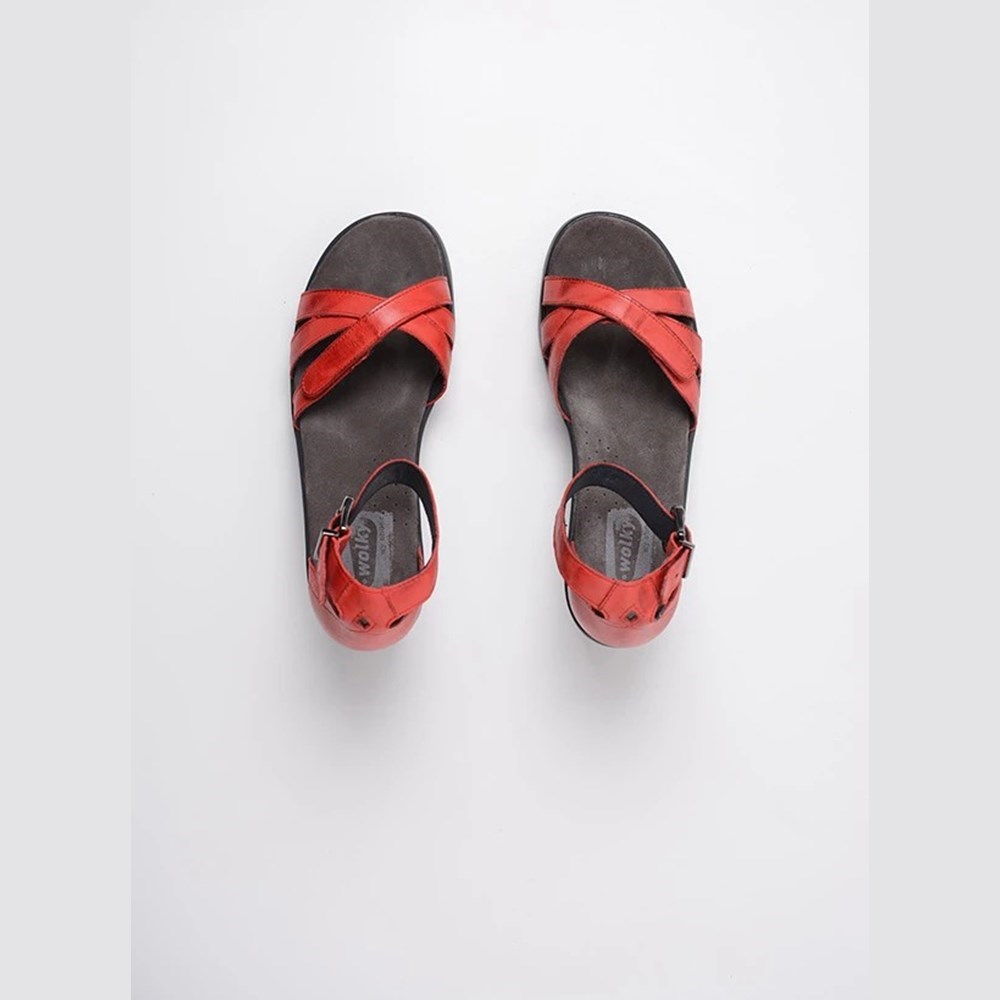 Red Wolky Exit Women's Sandals | VRBI05947