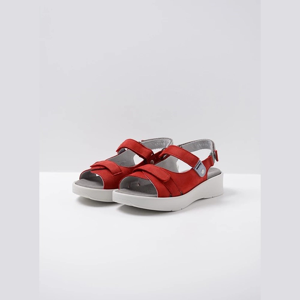 Red Wolky Globe Women's Sandals | YTQZ85201