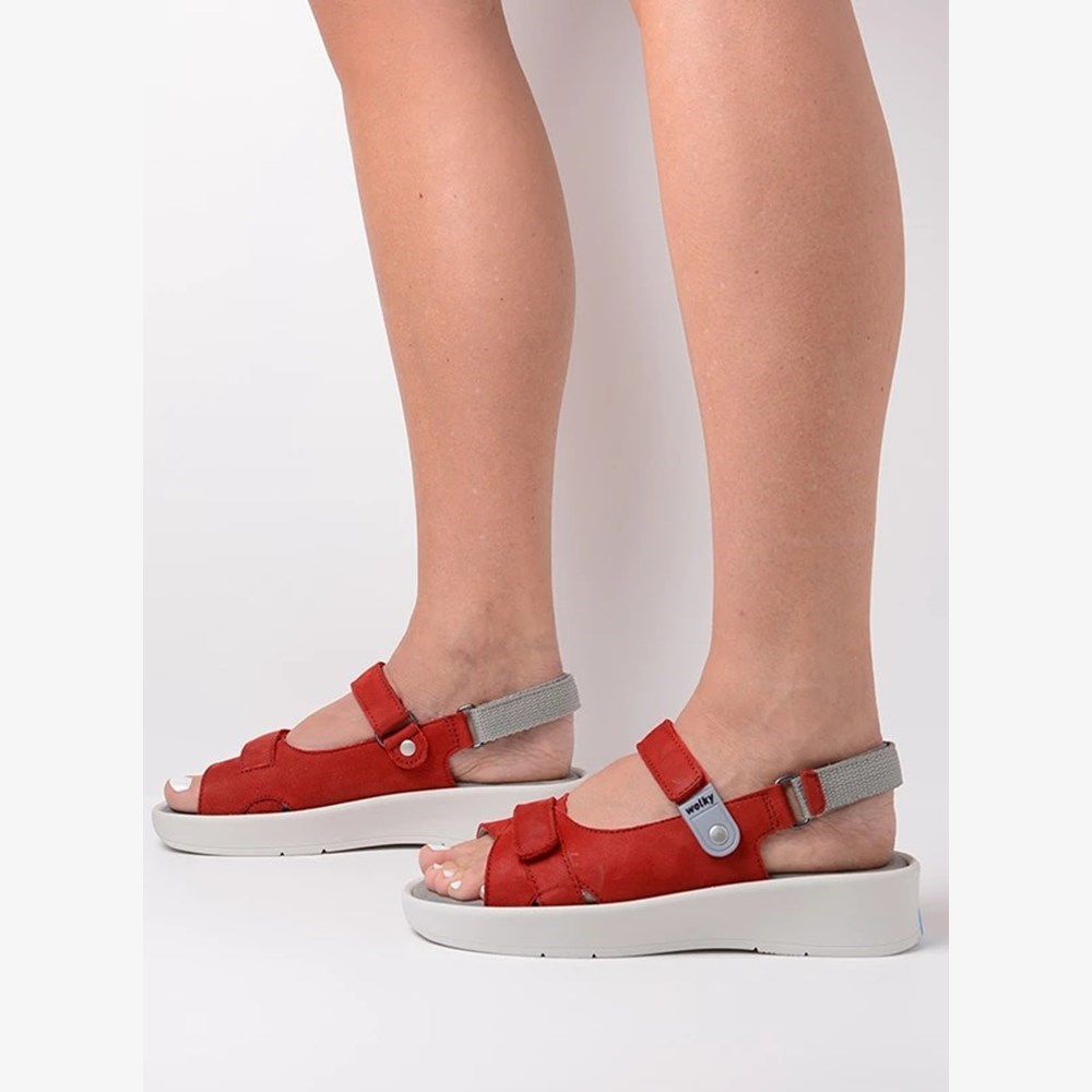 Red Wolky Globe Women's Sandals | YTQZ85201