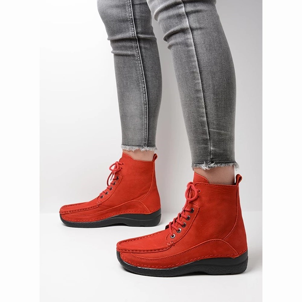 Red Wolky Roll Boot Women's Lace Up Shoes | RHMJ96475