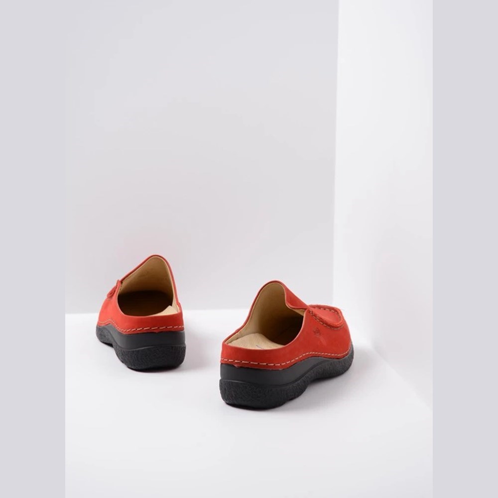 Red Wolky Seamy Women's Slides | TUDJ63708