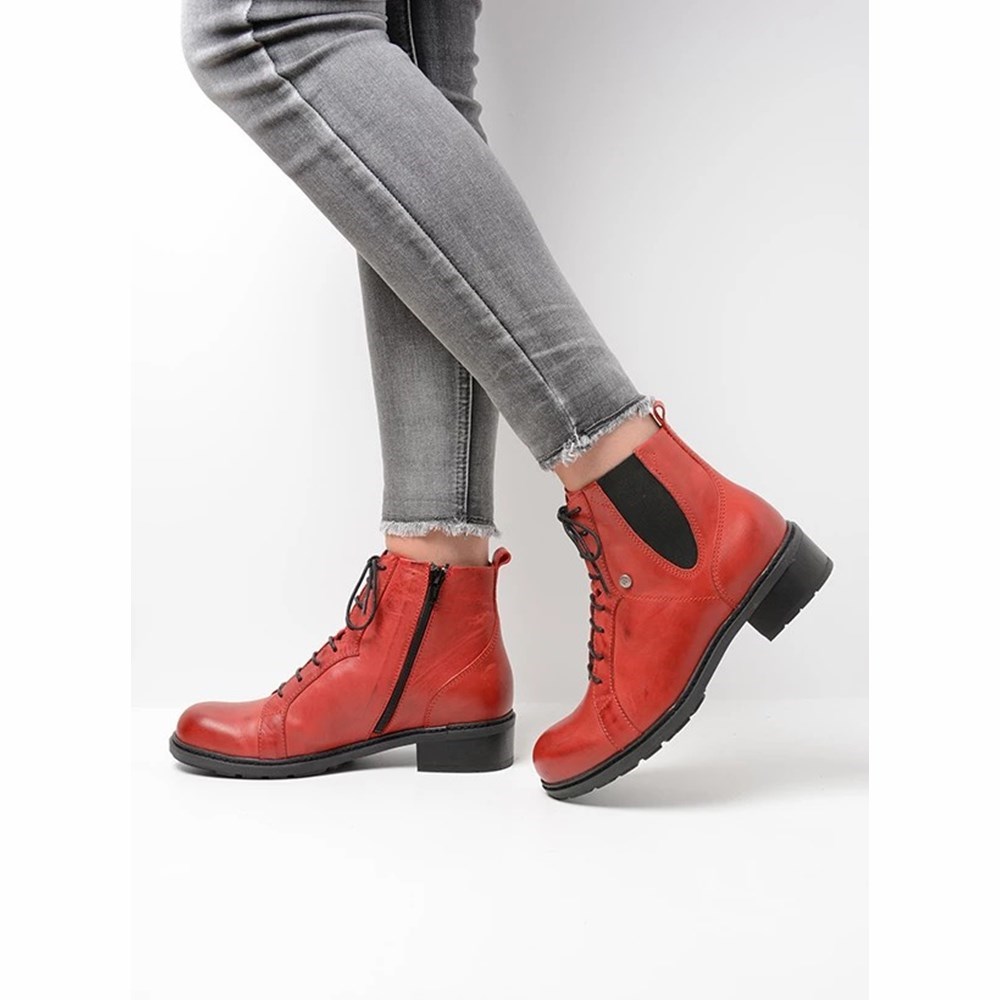 Red Wolky Volga Xw Women's Biker Boots | PFMG84576