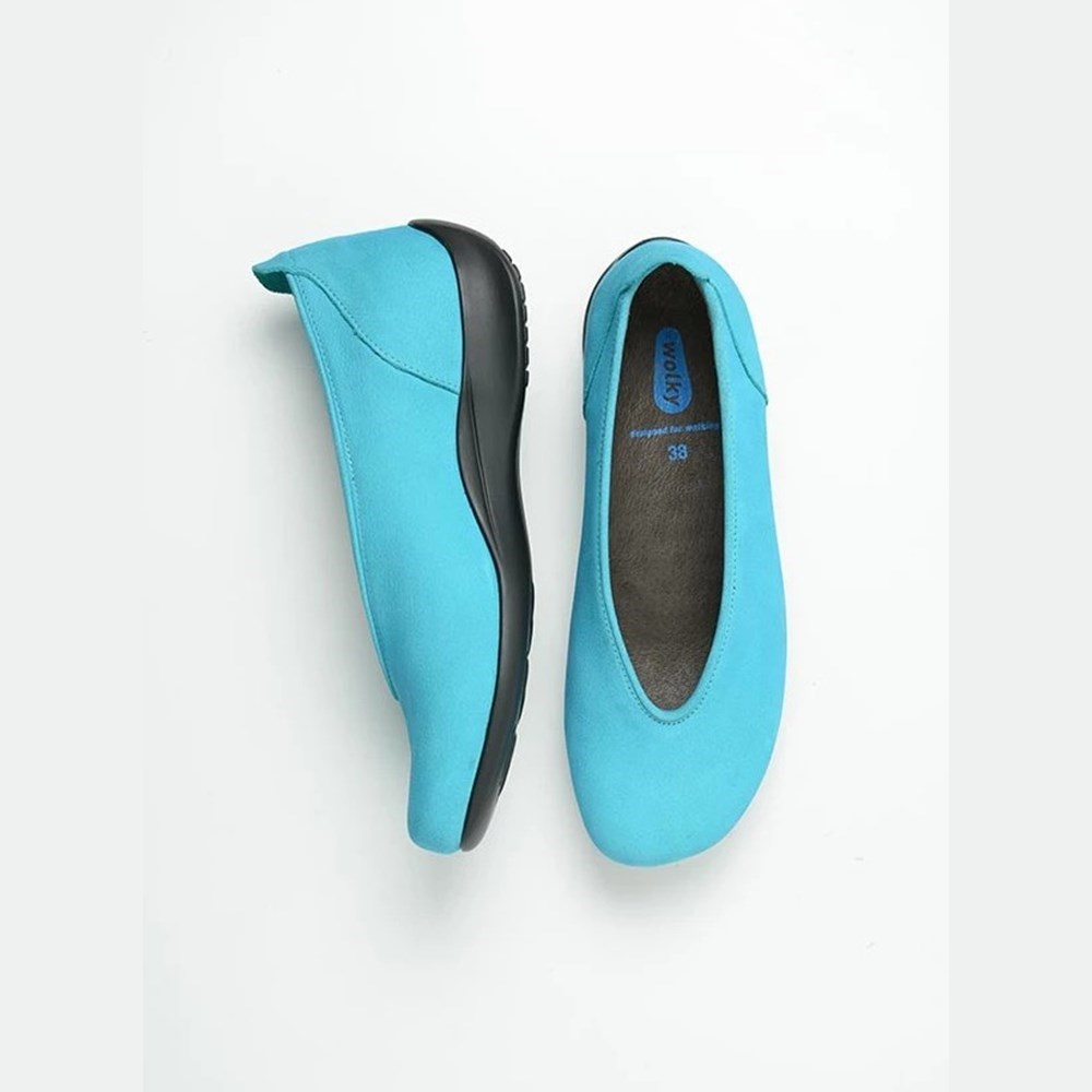 Turquoise Wolky Ballet Women's Slip On Shoes | SEMI82543