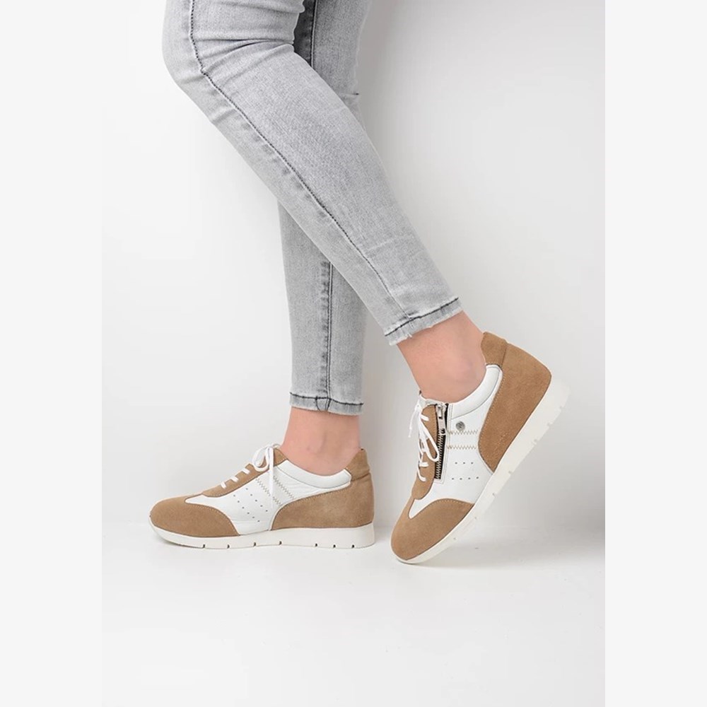 White / Beige Wolky Yell Xw Women's Sneakers | BODK30549