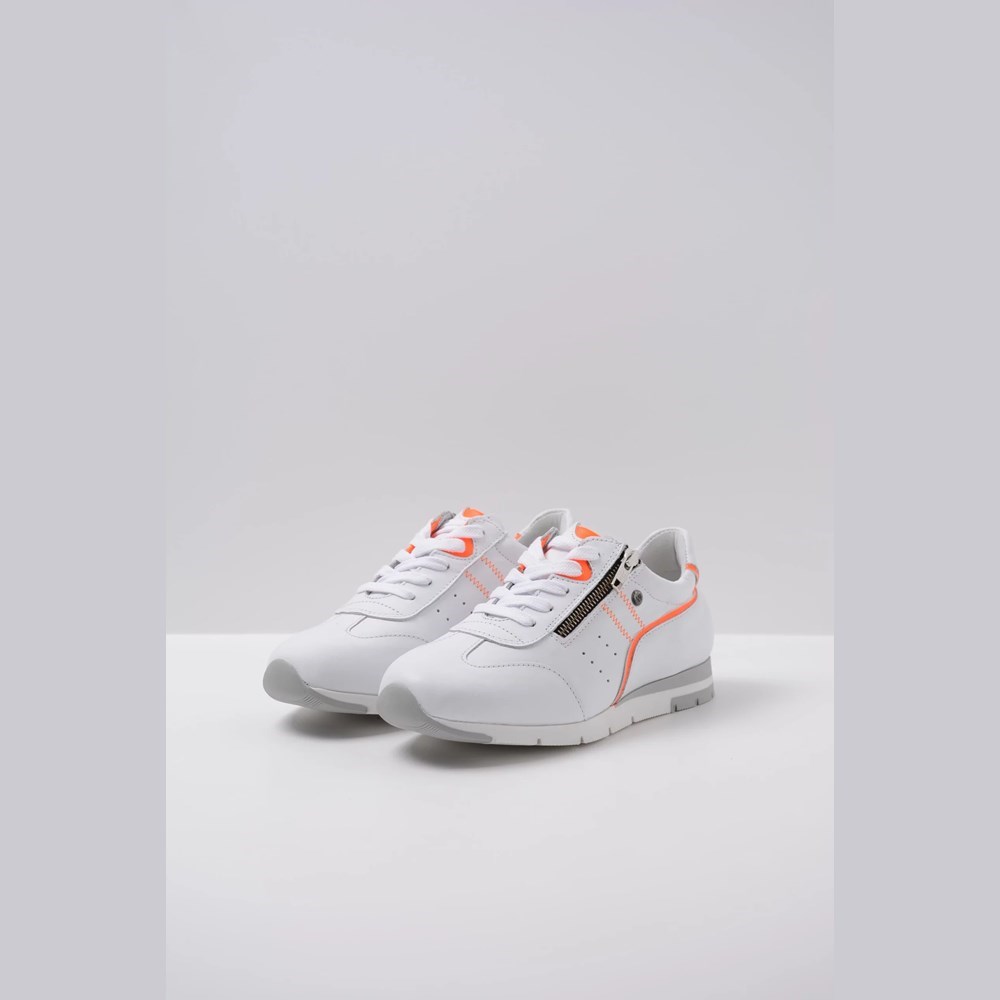 White / Orange Wolky Yell Xw Women's Sneakers | JGVZ50693