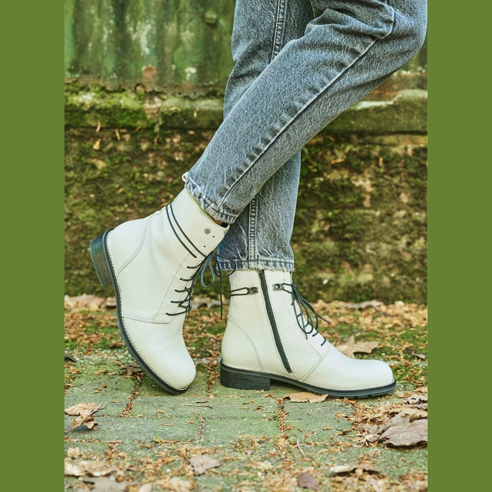 White Wolky Murray Xw Women's Biker Boots | NMZA81042