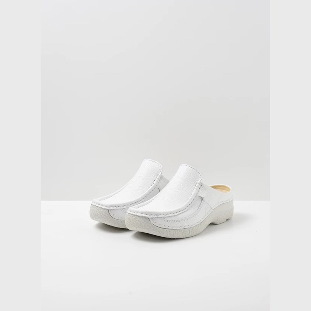 White Wolky Roll Women's Slides | JWYR24890