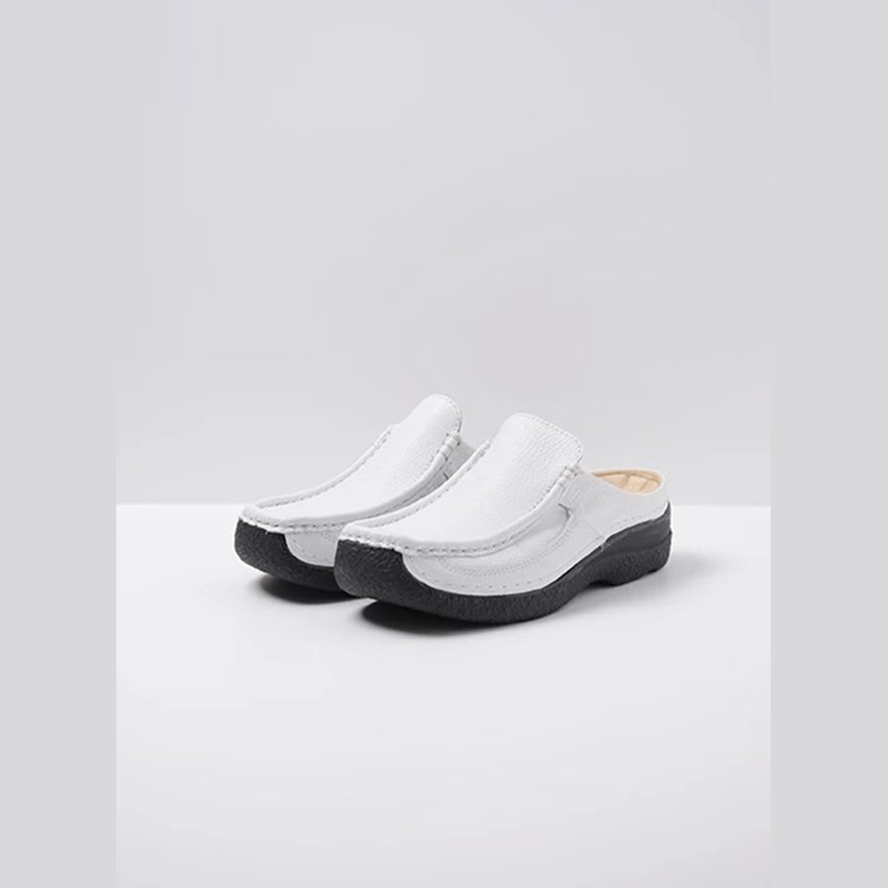 White Wolky Roll Women's Slides | RULW02785