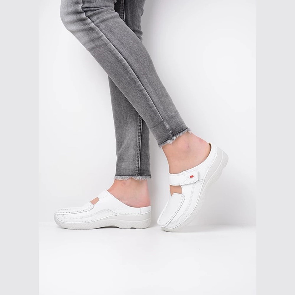 White Wolky Roll Women's Slippers | HXFB27845