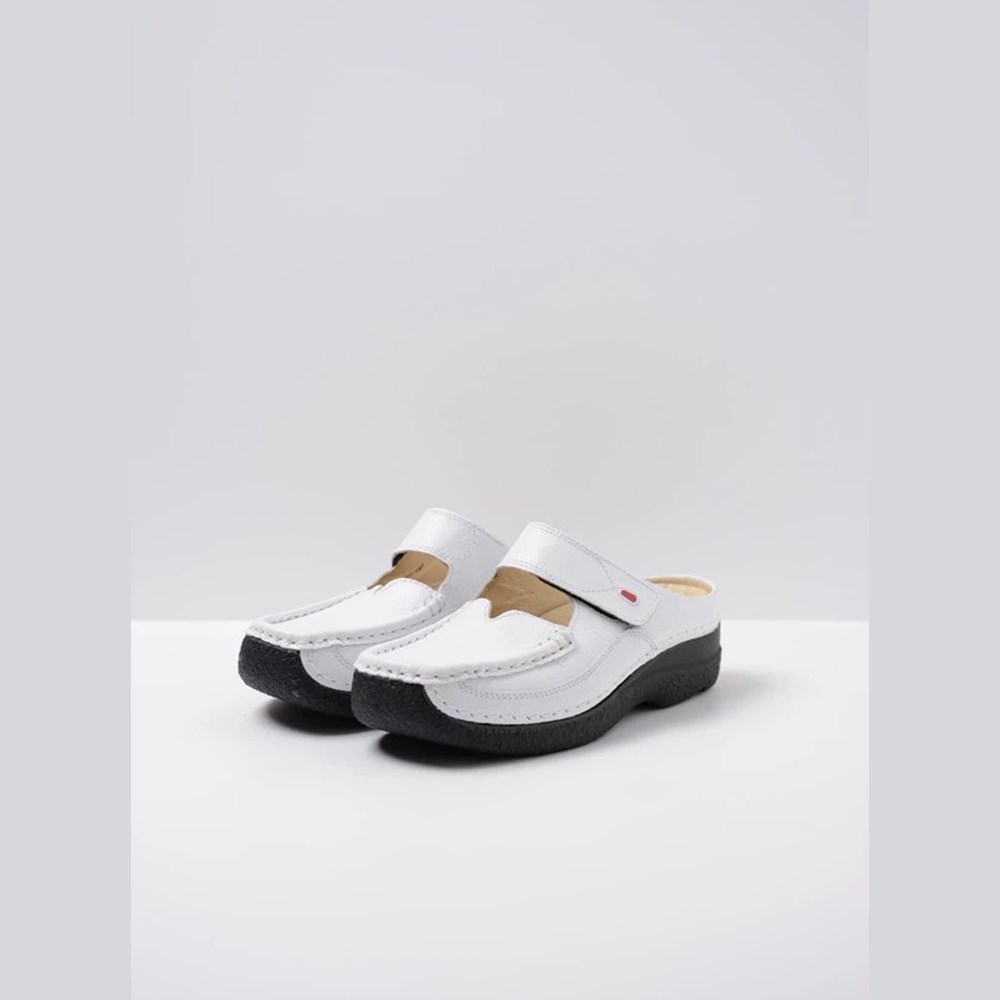 White Wolky Roll Women's Slippers | KZHB08937