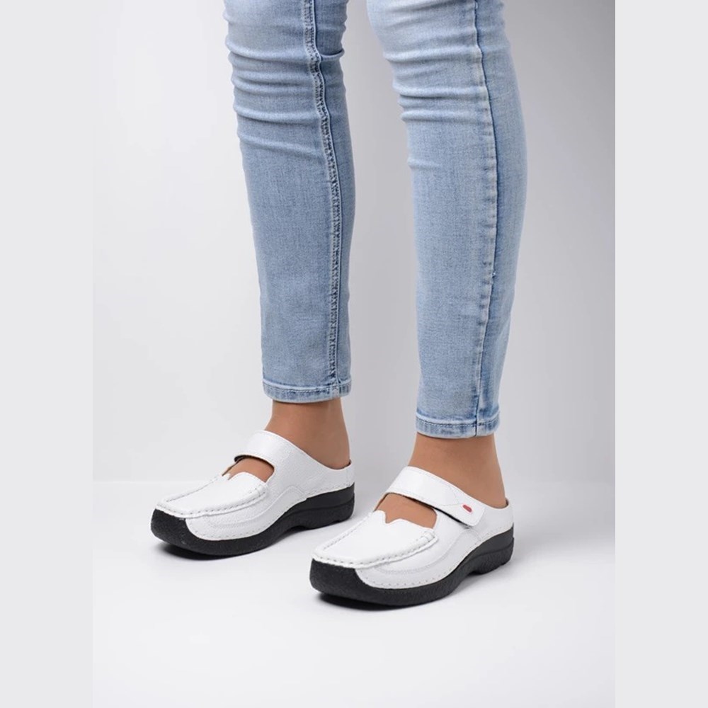 White Wolky Roll Women's Slippers | KZHB08937