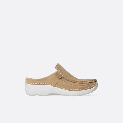 Beige Wolky Roll Women's Slides | CQNG20861