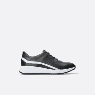 Black / White Wolky Runner Women's Lace Up Shoes | DJKV28169