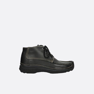 Black Wolky Roll Moc Men's Lace Up Shoes | QEDZ38215