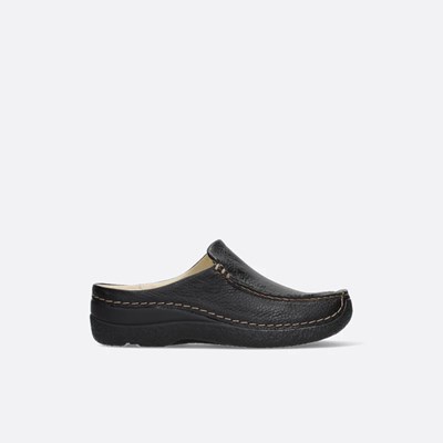 Black Wolky Seamy Women's Slides | MXOP87103