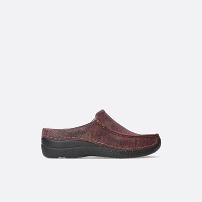 Burgundy Wolky Seamy Women's Slides | WEJI32891