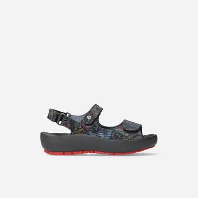 Flower Black Wolky Rio Women's Sandals | NJFA94176