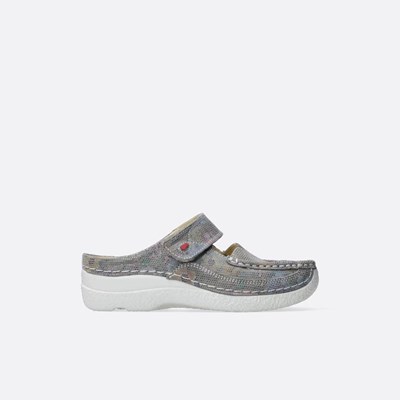 Grey Brown Flower Wolky Roll Women's Slippers | LPRK50876